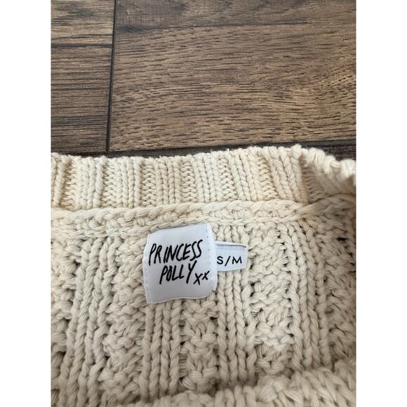 Princess Polly Cream Chunky Cable Knit Oversized Pullover Sweater S/M - Picture 3 of 6